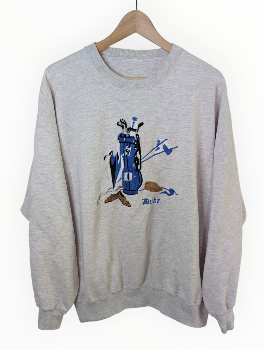 Vintage Duke University Gray Crewneck Sweatshirt with Golf Embroidery
